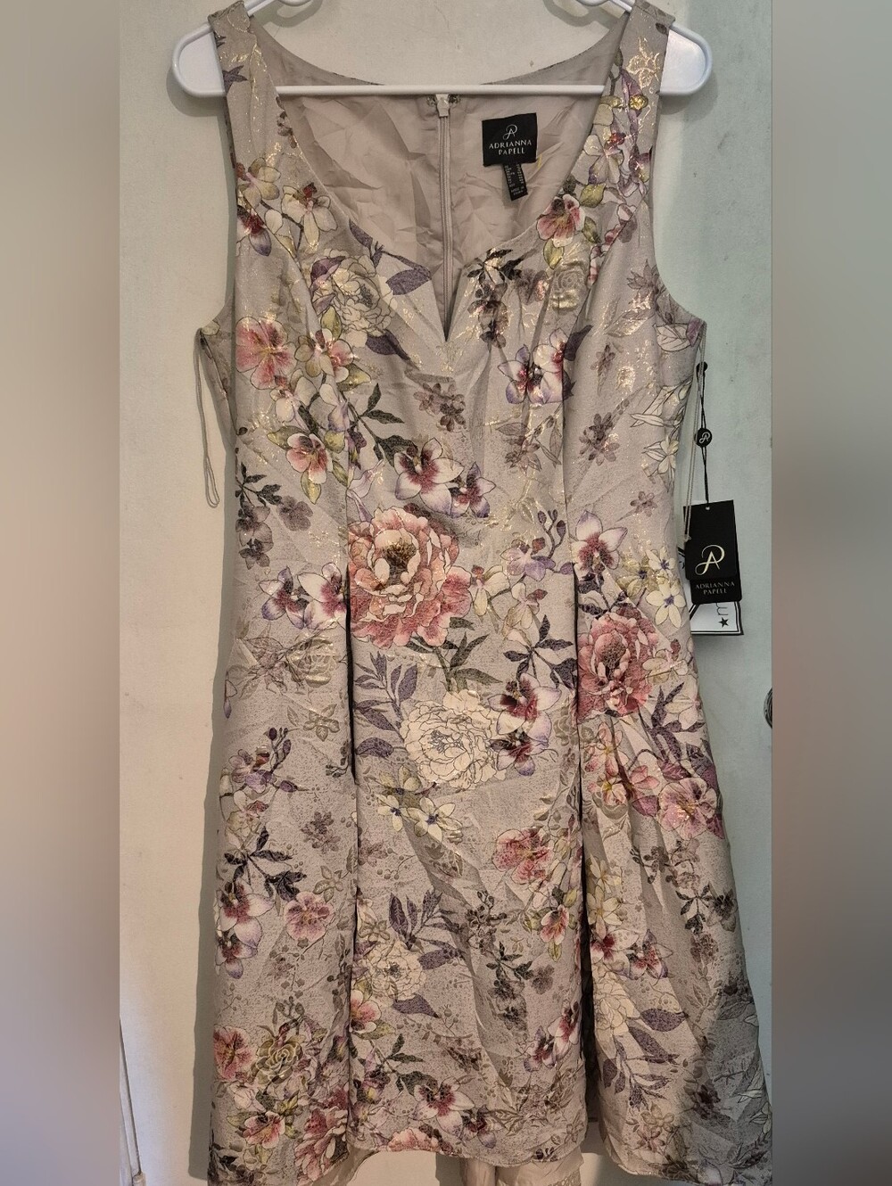 Adrianna Papell Floral Jacquard A-Line Dress Sz.12 NWT